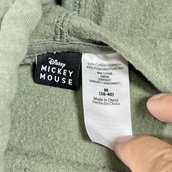 Disney‎ Mickey Mouse Graphic Hoodie Pullover Sweatshirt Olive Green medium - Picture 3 of 9